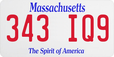 MA license plate 343IQ9