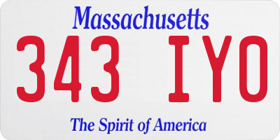 MA license plate 343IY0