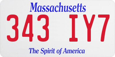 MA license plate 343IY7