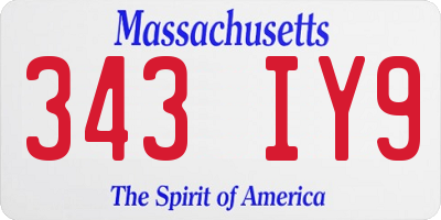 MA license plate 343IY9