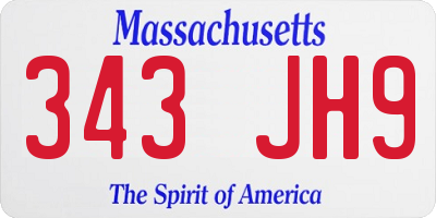 MA license plate 343JH9