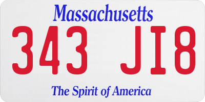 MA license plate 343JI8
