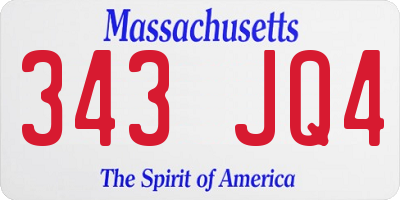 MA license plate 343JQ4