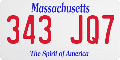 MA license plate 343JQ7