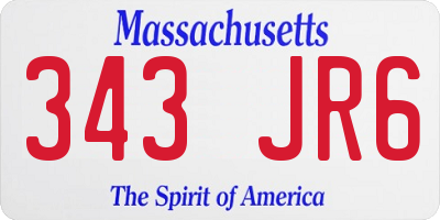 MA license plate 343JR6