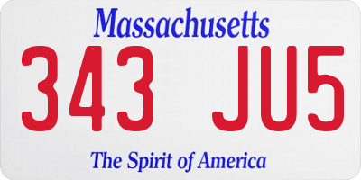 MA license plate 343JU5