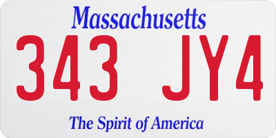 MA license plate 343JY4