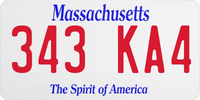 MA license plate 343KA4