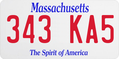 MA license plate 343KA5