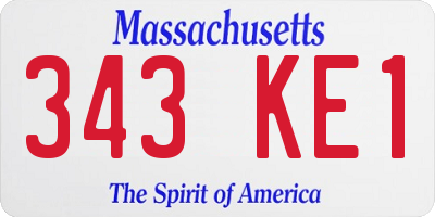 MA license plate 343KE1