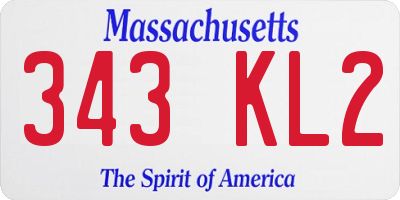 MA license plate 343KL2