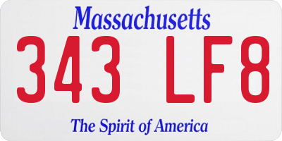 MA license plate 343LF8
