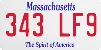 MA license plate 343LF9