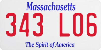 MA license plate 343LO6