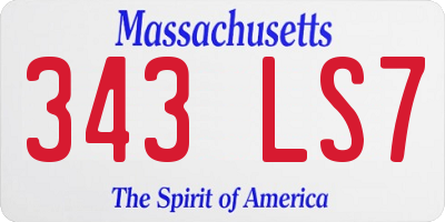 MA license plate 343LS7