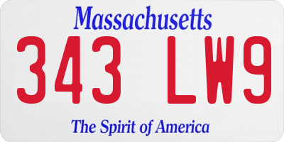 MA license plate 343LW9