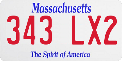 MA license plate 343LX2
