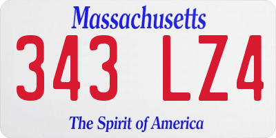 MA license plate 343LZ4