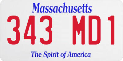 MA license plate 343MD1