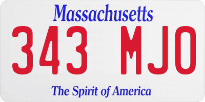 MA license plate 343MJ0
