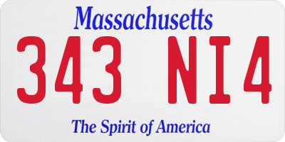 MA license plate 343NI4