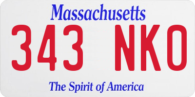 MA license plate 343NK0