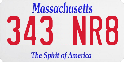 MA license plate 343NR8