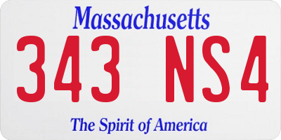 MA license plate 343NS4