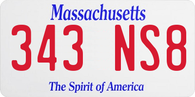 MA license plate 343NS8