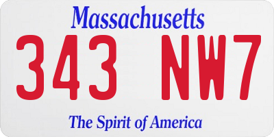 MA license plate 343NW7