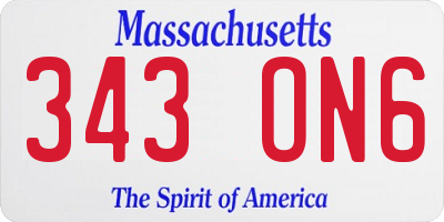 MA license plate 343ON6