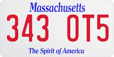 MA license plate 343OT5