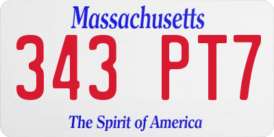 MA license plate 343PT7