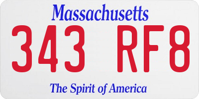 MA license plate 343RF8