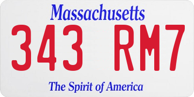 MA license plate 343RM7
