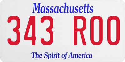 MA license plate 343RO0