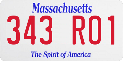 MA license plate 343RO1