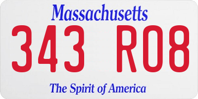 MA license plate 343RO8