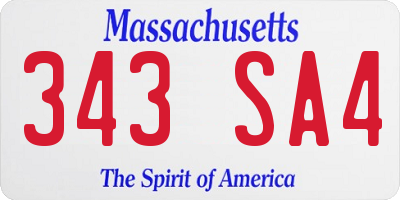 MA license plate 343SA4