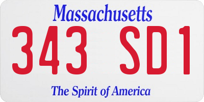 MA license plate 343SD1