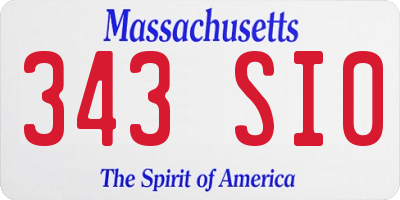 MA license plate 343SI0