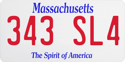 MA license plate 343SL4