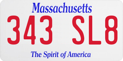 MA license plate 343SL8