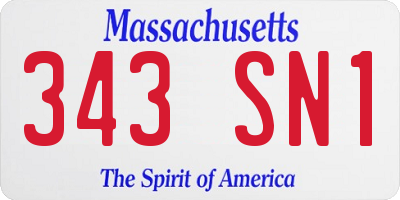 MA license plate 343SN1