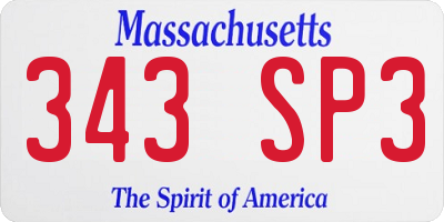 MA license plate 343SP3