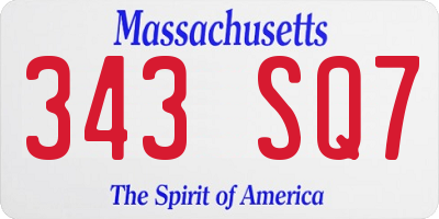 MA license plate 343SQ7