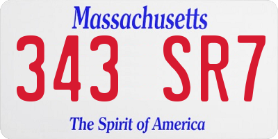MA license plate 343SR7