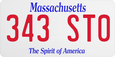 MA license plate 343ST0