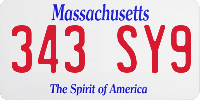 MA license plate 343SY9