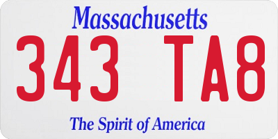 MA license plate 343TA8